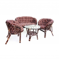 Комплект кофейный БАГАМА (стол+2 кресла+диван, подушка твил с принтом)